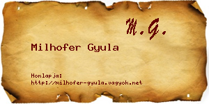 Milhofer Gyula névjegykártya